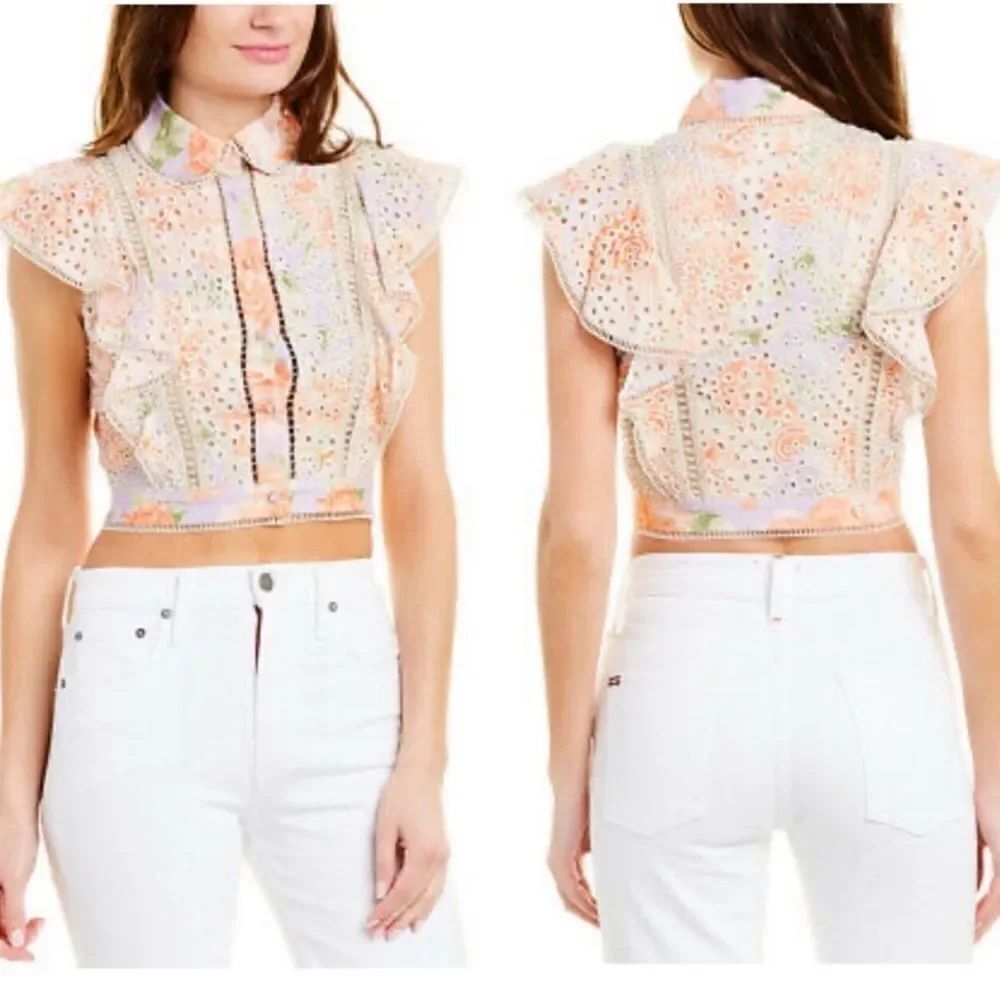 Alice + Olivia embroidered Eyelet top jacket
